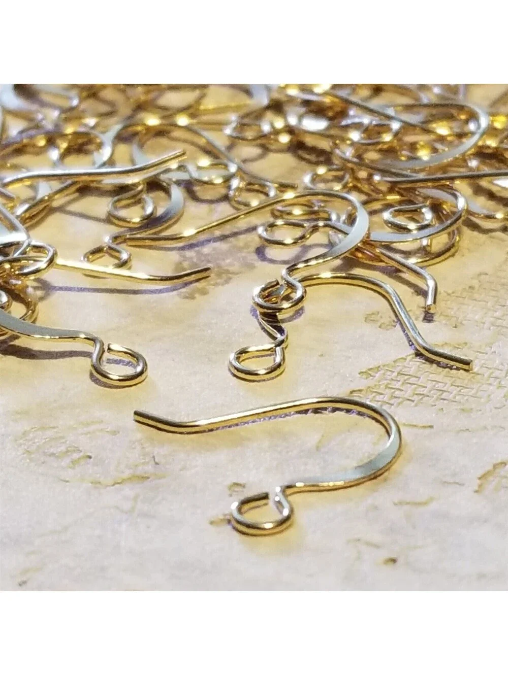 Gold 14K Plated Minimalist Flat Fishhook Earwires Earring Hooks Findings 2 pcs